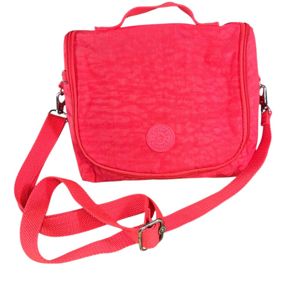 Kipling Kichirou Cross Body Nylon Insulated Lunch Box Bag Melon Pink Textured